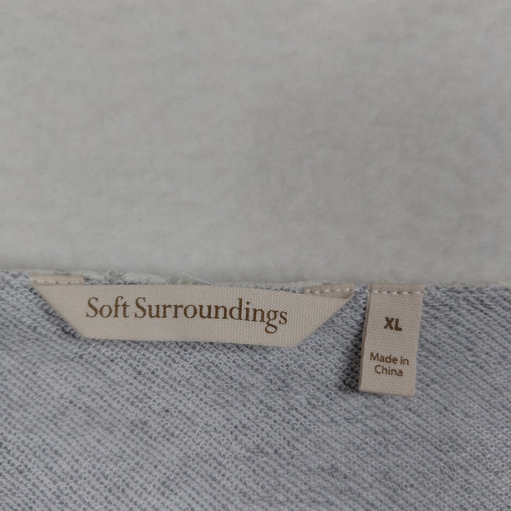 Soft Surroundings Grey White Floral Lace Overlay Zip Front Jacket XL - Picture 4 of 16